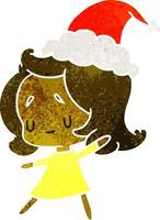 Weihnachts-Retro-Cartoon von kawaii Mädchen vektor