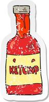 retro bedrövad klistermärke av en tecknad serie ketchup vektor