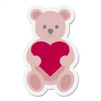 teddy Björn innehav hjärta klistermärke vektor