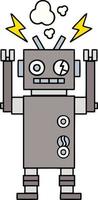 niedlicher Cartoon-Roboter mit Fehlfunktion vektor