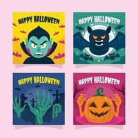 halloween monster social media posta design vektor