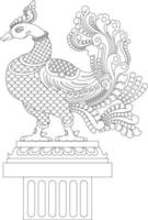 kalamkari indische traditionelle kunst auf leinenstoffen. Pfau-Design auf dem anderen Hintergrund. für Textildruck, Logo, Tapete vektor