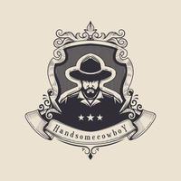 cowboy årgång logotyp vektor