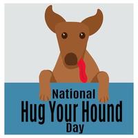 nationell kram din hund dag, aning för en tematiska vykort eller baner, en vänlig hund med en tunga hängande ut vektor