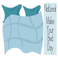 national make your bed day, Idee für ein Banner oder Flyer, stylisches Set aus Betttextilien in Blautönen vektor