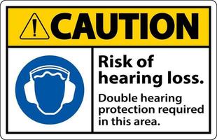 Achtung doppeltes Gehörschutzzeichen auf weißem Hintergrund vektor