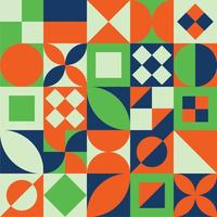 abstrakt geometrisk bauhaus mönster design. vektor cirkel, triangel och fyrkant rader Färg konst design. färgrik bauhaus bakgrund mönster