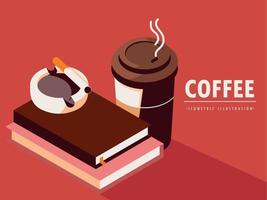 Kaffeetasse und Bücher vektor
