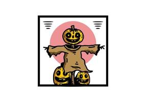 Gruseliges Halloween-Kürbis-Illustrationsdesign vektor