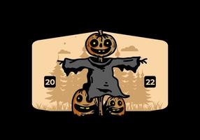 skrämmande halloween pumpa illustration design vektor
