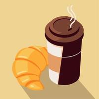 Kaffeetasse und Brot zum Mitnehmen vektor