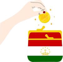 tadschikischer Flaggenvektor handgezeichnet, tadschikischer Somoni-Vektor handgezeichnet vektor