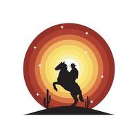 Silhouette Cowboy Reiten Logo Vektor