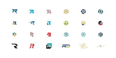 uppsättning av första brev r logotyp design vektor