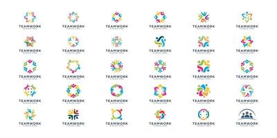 Satz von Teamwork- und Community-Logo-Vorlagen vektor