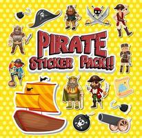 Aufkleberpaket mit Piratenzeichentrickfiguren und -objekten