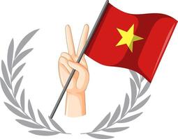 vietnam flagga med fred hand vektor