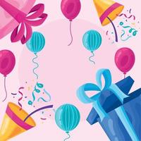 firande gåvor och ballonger vektor
