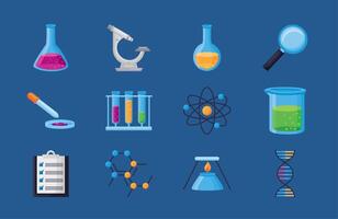 zwölf Chemielaborsymbole vektor