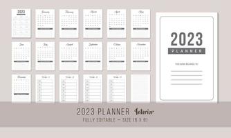 2023 planerare varje vecka planerare interiör mall design vektor