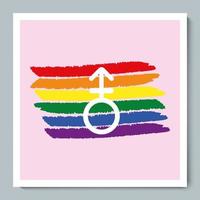 regenbogenfahne mit männlichem und weiblichem lgbt-symbol vektor