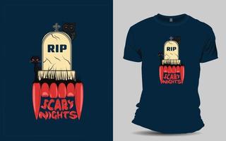 skrämmande halloween t-shirt design vektor