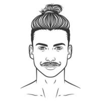 bärtiger mann hipster gesicht illustration design vektor