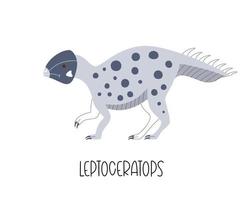 süßer blauer gekritzeldinosaurier leptoceratops. vektorillustration des wilden jurrastiers vektor