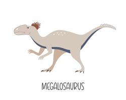 vild brun dinosaurie megalosaurus rovdjur. vektor illustration förhistorisk djur- för skriva ut