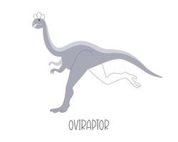 blå jurassic dinosaurie oviraptor isolerat på vit bakgrund. vektor illustration av vild djur.