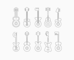 Line-Art-Gitarren-Silhouetten vektor