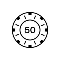 Chip Casino Roulette Vegas schwarzes Piktogramm. Geldwettkreis-Token. Münze Glücksspiel Risiko Glücksspiel Club flache Linie Symbol. Umrisssymbol für Pokerchips. isolierte Vektorillustration. vektor
