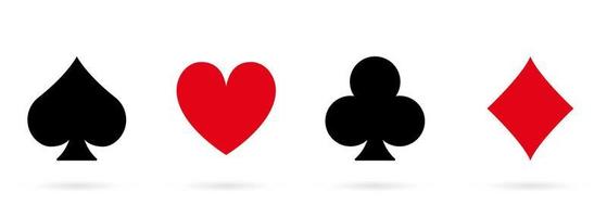 kort kostym spade svart silhuett ikon. kasino spel platt symbol. poker spela kostym uppsättning glyf piktogram. hasardspel svart domkraft klubb i las vegas symbol. spelar kort. isolerat vektor illustration.