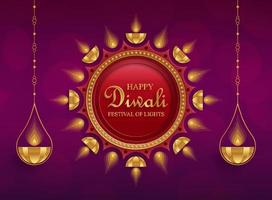 glückliche diwali-vektorillustration. festliche Diwali- und Deepawali-Karte. das indische lichterfest vektor