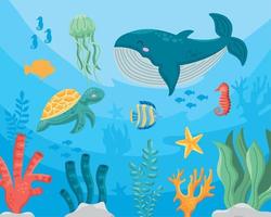 djur Havsliv under vattnet vektor