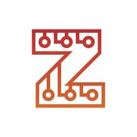 brev z krets teknologi modern logotyp vektor