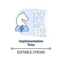 Symbol für das Konzept der Implementierungszeit des blauen Lichts. robuste energiestrategie abstrakte idee dünne linie illustration. Koordinierung. isolierte Umrisszeichnung. editierbarer Strich. vektor