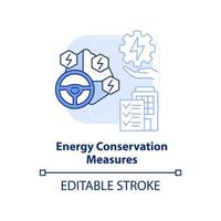 energi bevarande åtgärder blå ljus begrepp ikon. energi resurs planen abstrakt aning tunn linje illustration. isolerat översikt teckning. redigerbar stroke. vektor