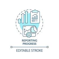 Symbol für das türkisfarbene Konzept des Fortschrittsberichts. Business Analyst Verantwortung abstrakte Idee dünne Linie Illustration. isolierte Umrisszeichnung. editierbarer Strich. vektor