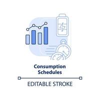 konsumtion scheman blå ljus begrepp ikon. energi strategi hörnsten abstrakt aning tunn linje illustration. isolerat översikt teckning. redigerbar stroke. vektor