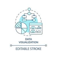 Symbol für das türkisfarbene Konzept der Datenvisualisierung. Business-Intelligence-Implementierung abstrakte Idee dünne Linie Abbildung. isolierte Umrisszeichnung. editierbarer Strich. vektor