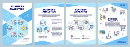 blaue broschürenvorlage für geschäftsanalysen. Steigerung der Produktivität. Broschürendesign mit linearen Symbolen. 4 Vektorlayouts für Präsentationen, Jahresberichte. vektor