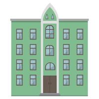 urban hyresgästen grön hus med brun element, platt vektor, isolerat på vit bakgrund vektor