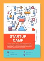 Startup-Camp, neues Business-Trainingsbroschüren-Vorlagenlayout. flyer, broschüre, broschürendruckdesign mit linearen illustrationen. Vektorseitenlayouts für Zeitschriften, Geschäftsberichte, Werbeplakate vektor