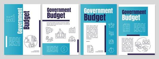 blaue broschürenvorlage für den staatshaushalt. Finanzplan für das Land. Broschürendesign mit linearen Symbolen. 4 Vektorlayouts für Präsentationen, Jahresberichte. vektor