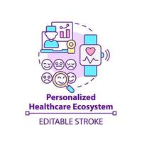 Symbol für das Konzept des personalisierten Ökosystems im Gesundheitswesen. psychische Gesundheit Trend abstrakte Idee dünne Linie Illustration. isolierte Umrisszeichnung. editierbarer Strich. vektor