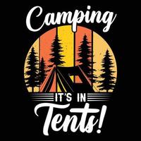 Camping-T-Shirt-Designpaket, Vintage, Outdoor-T-Shirts, grafisches Vektorelement, Camper-Typografie-Design vektor