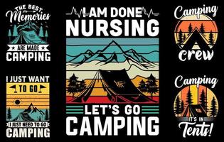 camping t-shirt design bunt, årgång, utomhus- t-shirts, grafisk vektor element, husbil typografi design