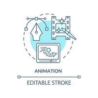 animering turkos begrepp ikon. i efterfrågan skicklighet för frilansar abstrakt aning tunn linje illustration. storyboards. isolerat översikt teckning. redigerbar stroke. vektor