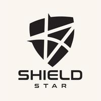 logotyp design skydda illustration design ikon med stjärna symbol i trendig platt stil isolerat vektor